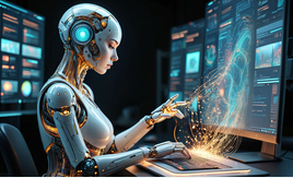 AI robot monitoring website data dashboards for Browse AI article.